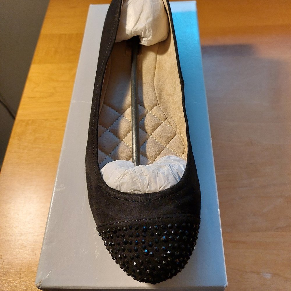 Jessica Simpson Black Suede Ballet Studded Toe Flats